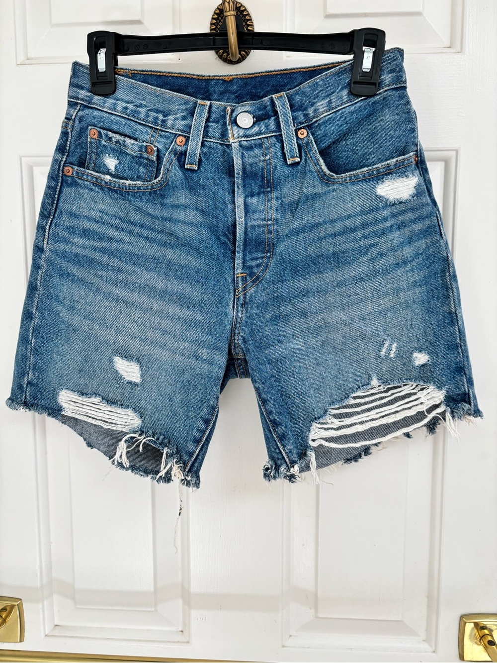 Levi’s 501 Classic Distressed Denim Shorts - Blue